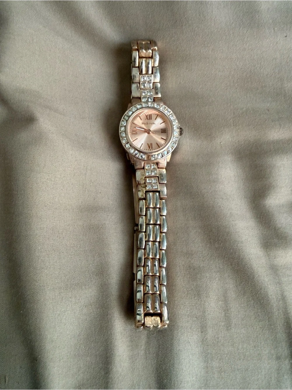 Style & Co Rose Gold & Silver Crystal Link Watch